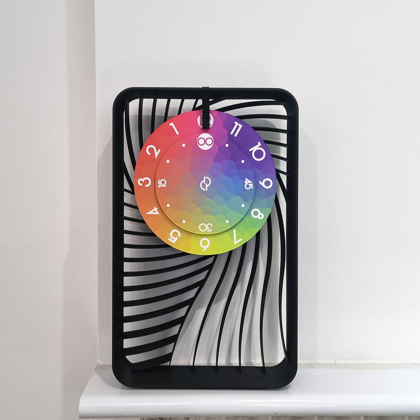 CUBE Small Black/Black/Mosaic Shelf Clock