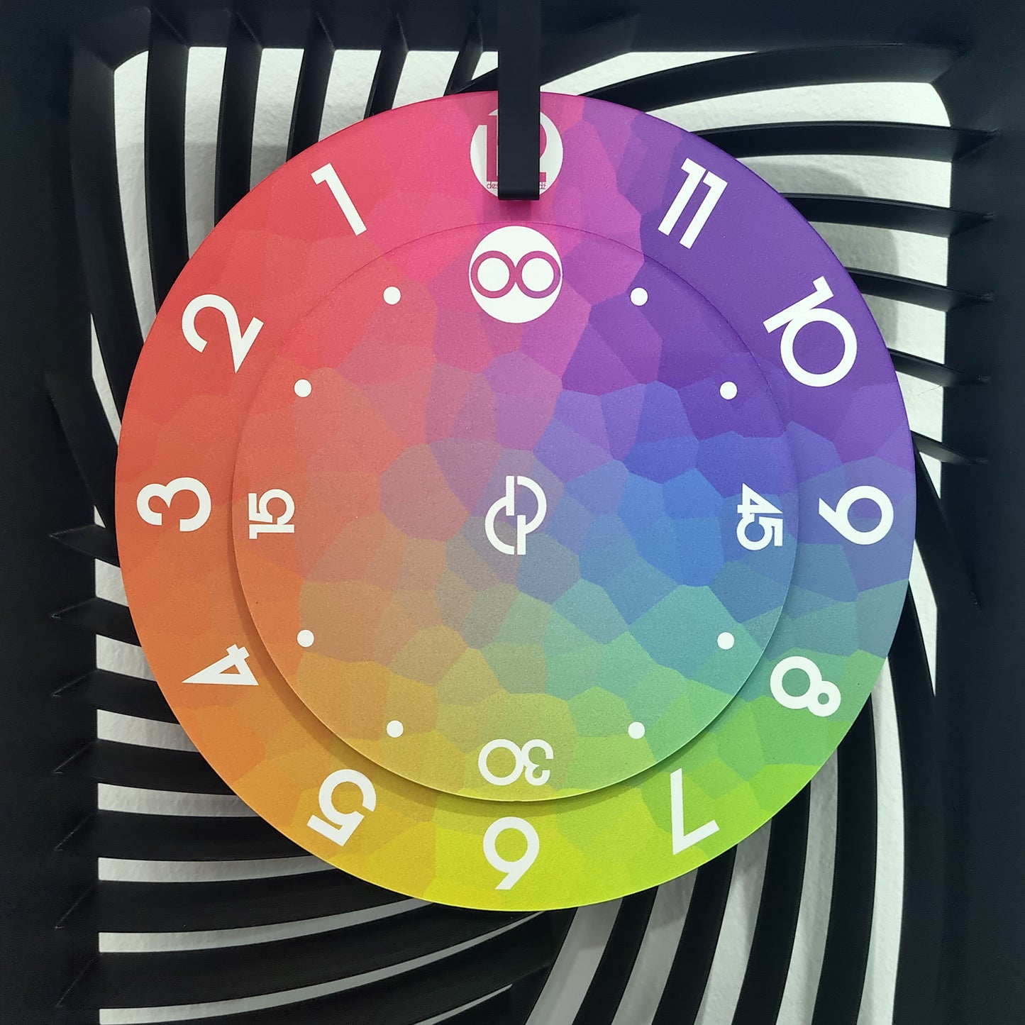 CUBE Small Black/Black/Mosaic Shelf Clock