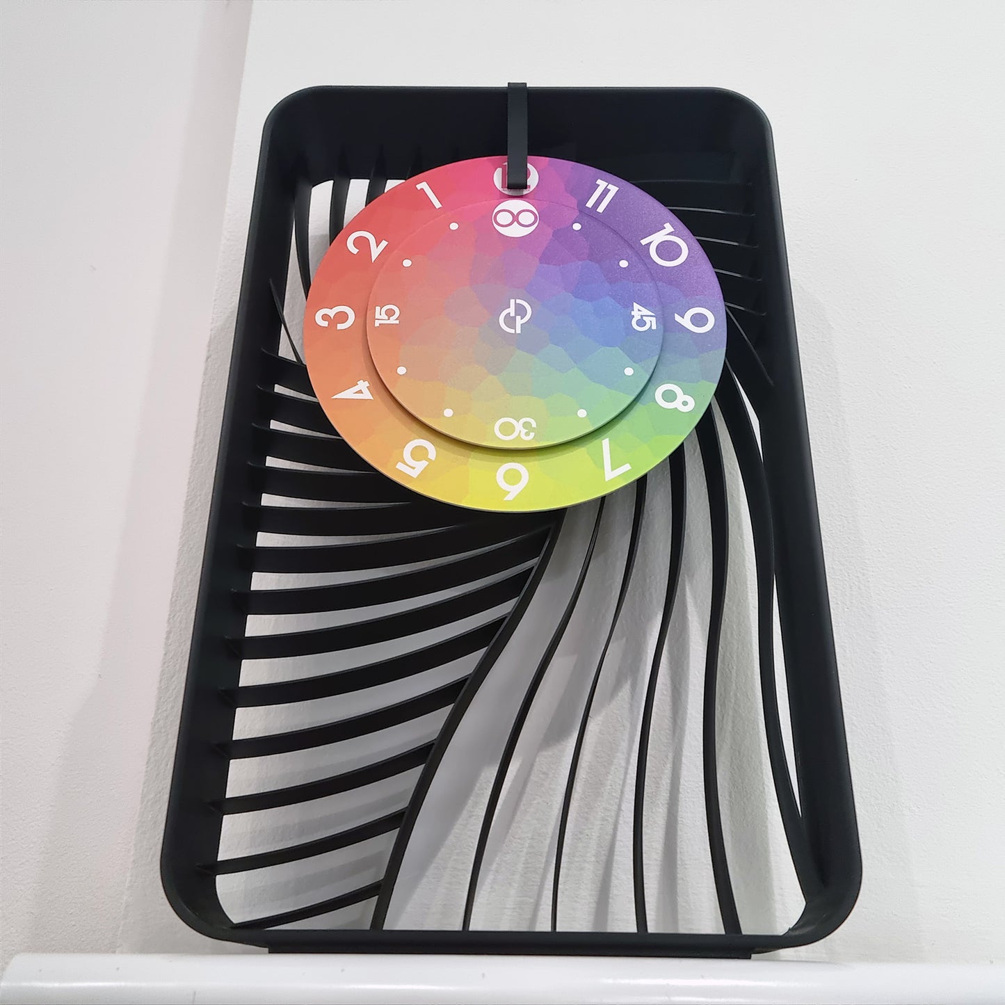 CUBE Small Black/Black/Mosaic Shelf Clock