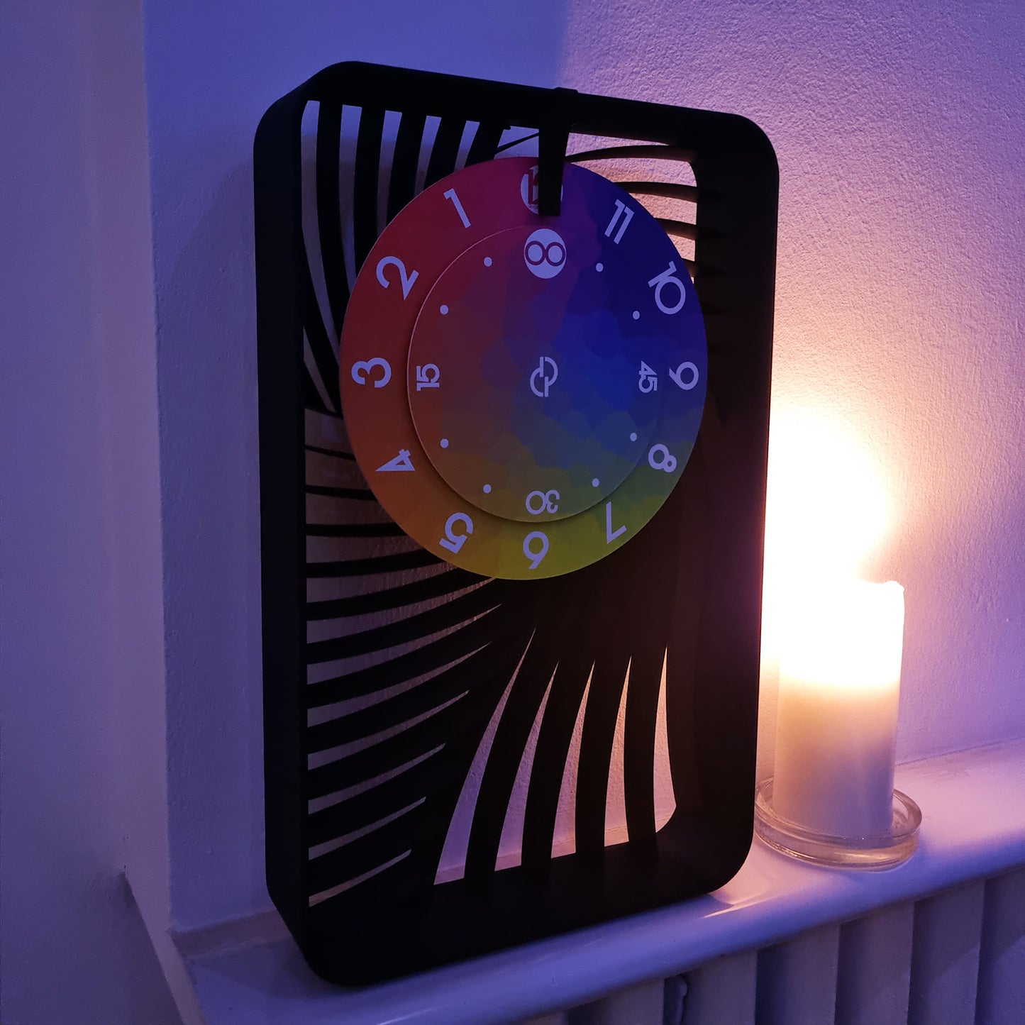 CUBE Small Black/Black/Mosaic Shelf Clock