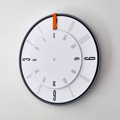 FIRST Medium Grey/Orange/White Wall Clock