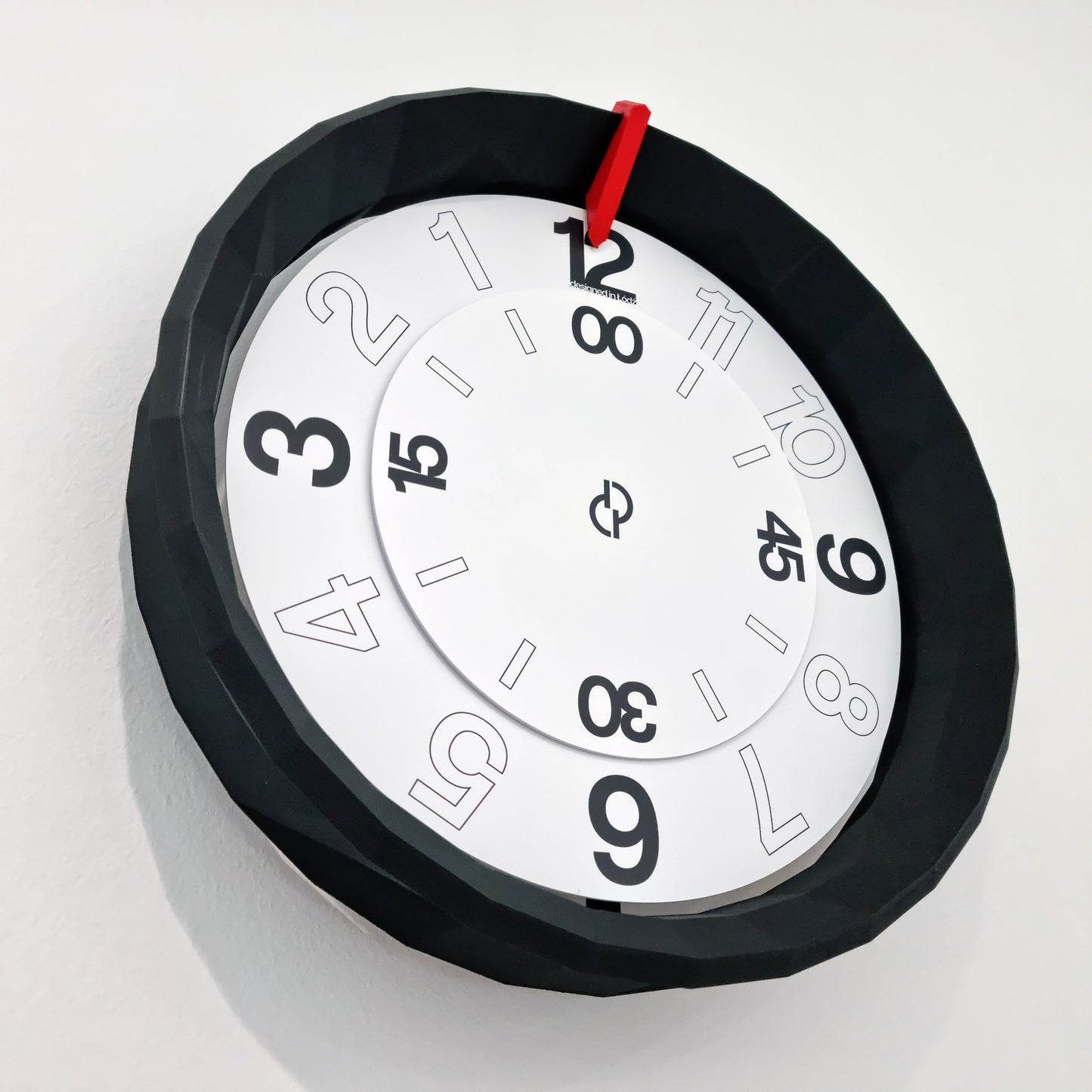 LOWPOLY1 Medium Black/Red/White #1 Wall Clock