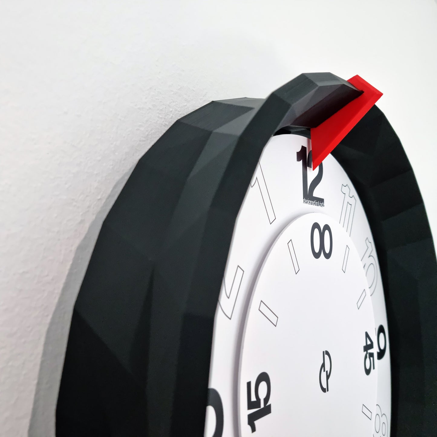 LOWPOLY1 Medium Black/Red/White #1 Wall Clock