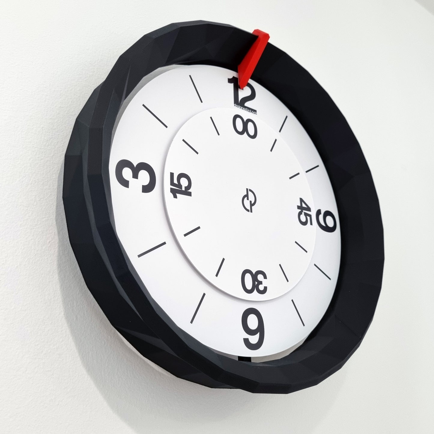 LOWPOLY1 Medium Black/Red/White #2 Wall Clock