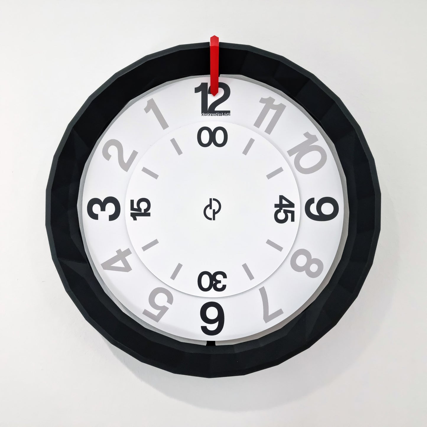 LOWPOLY1 Medium Black/Red/White #3 Wall Clock