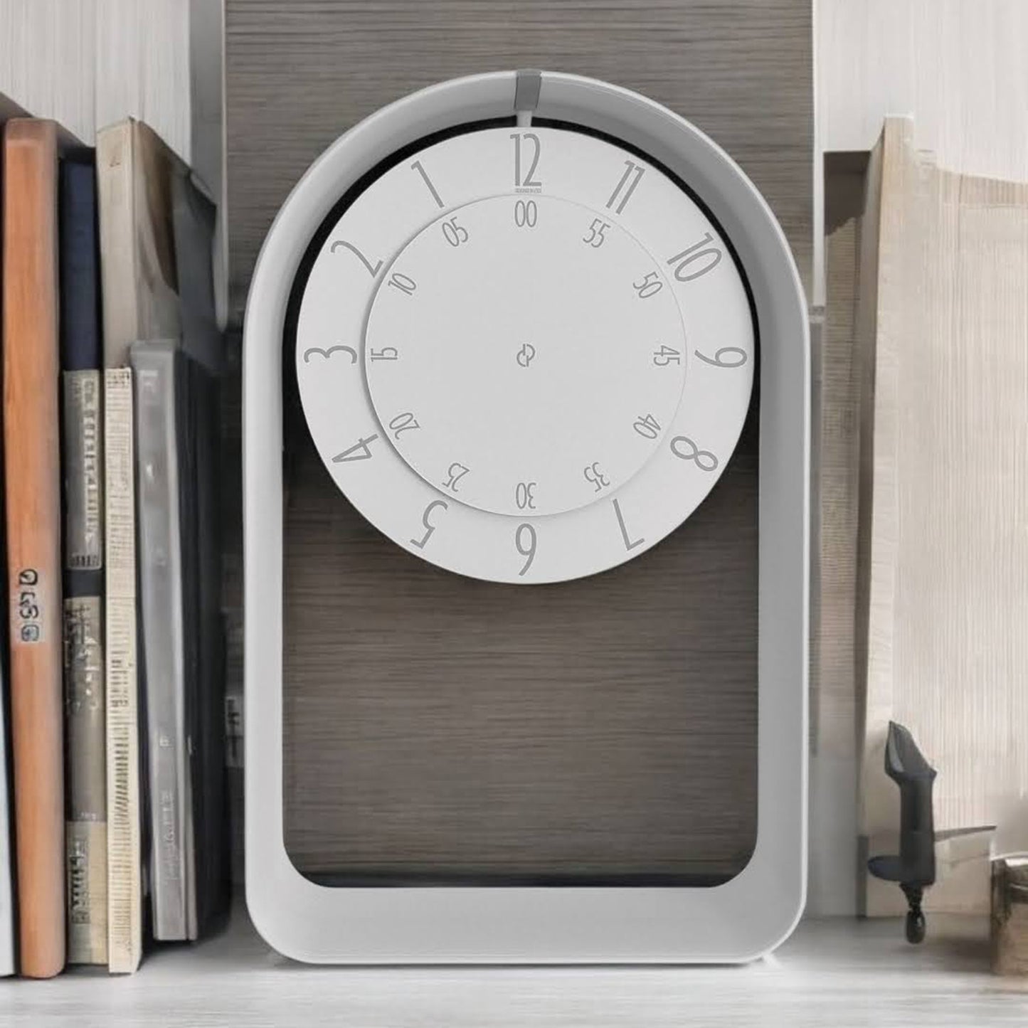 FLOW Small White/Grey/White Shelf Clock