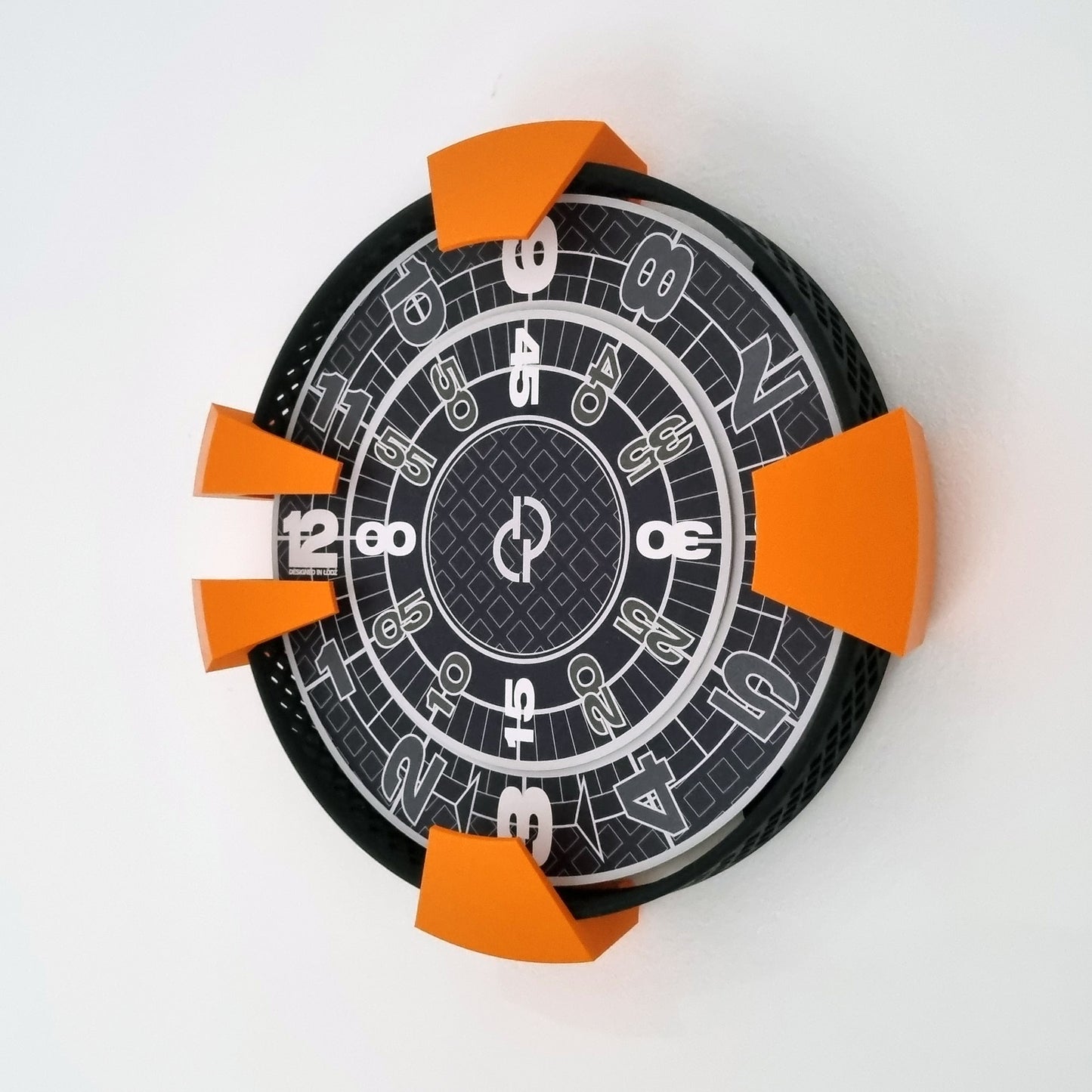 SHOCKWAVE Medium Black/Orange Wall Clock